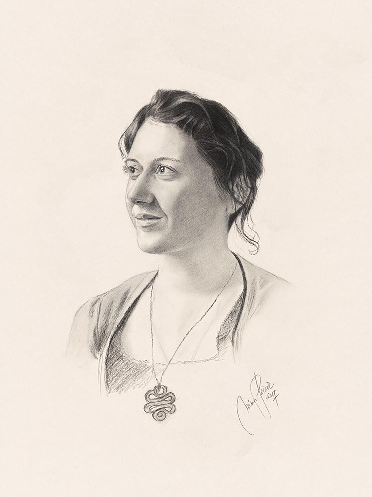 portret s svinčnikom/ogljem