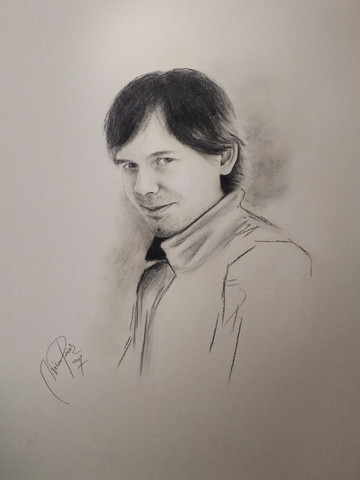 portret s svinčnikom/ogljem