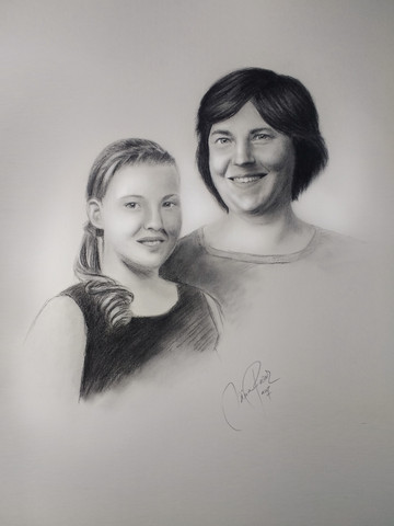 portret s svinčnikom/ogljem