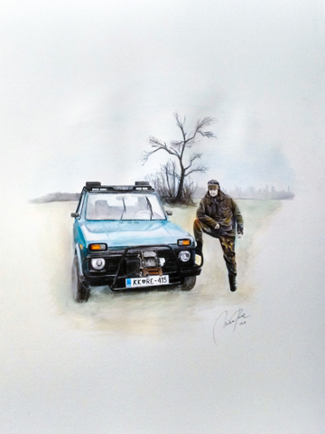 portret v tehniki akvarel