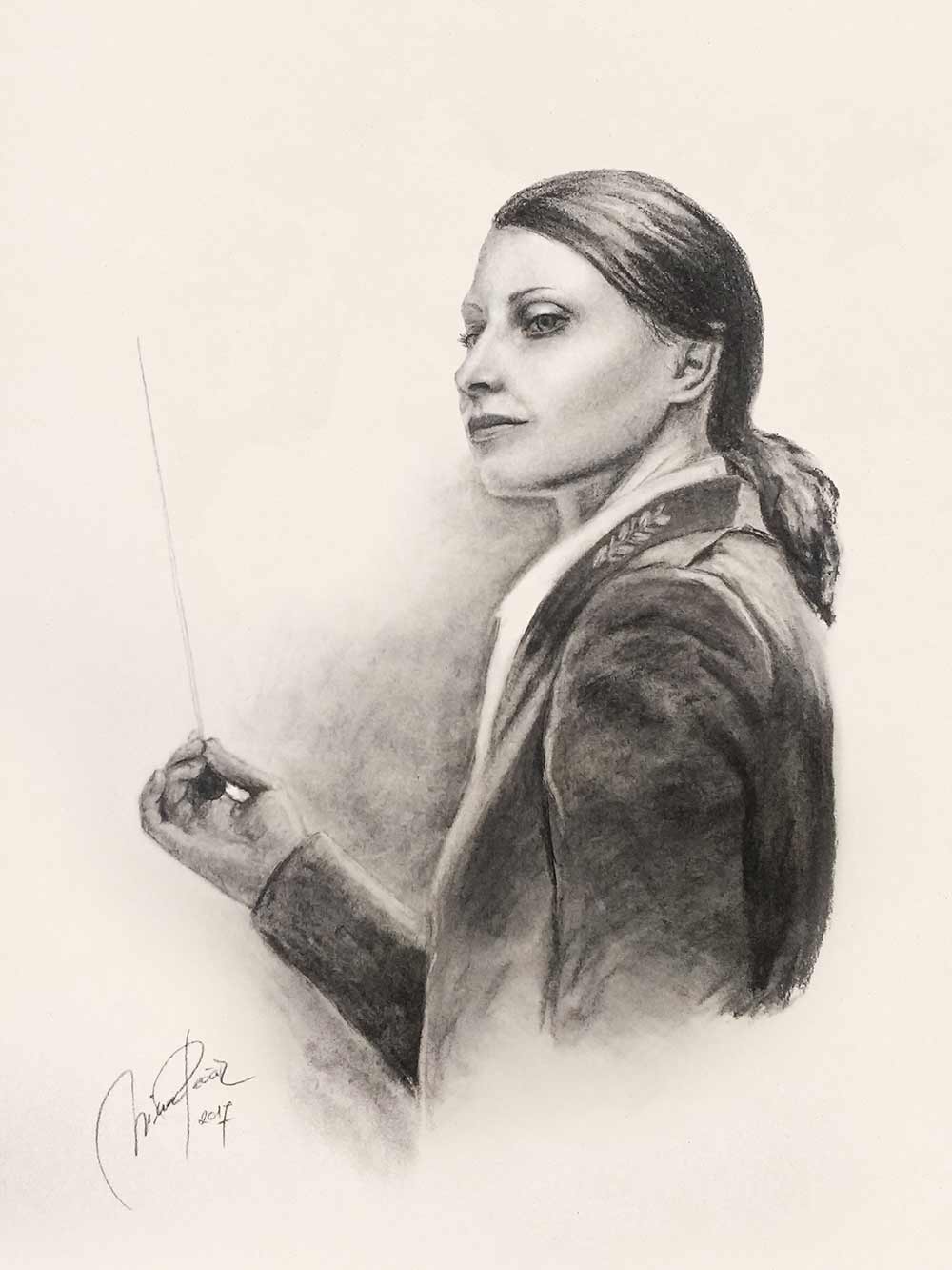 portret s svinčnikom/ogljem