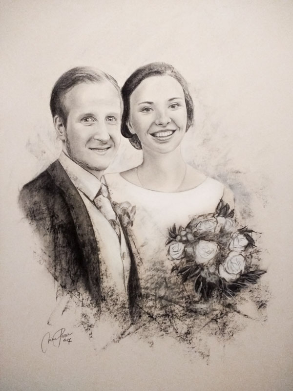 portret s svinčnikom/ogljem
