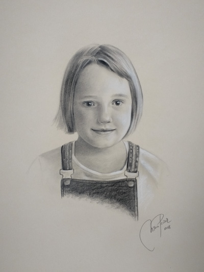 portret s svinčnikom/ogljem